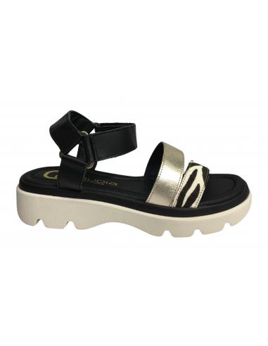 SANDALIAS PLANA VENDETTA 9668 SABRINA ZEB-ORO NEGRO