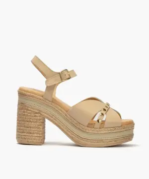 Sandalias Tacón Pitillos de Mujer modelo 30213 en beige