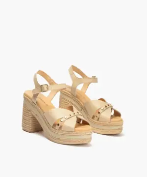 Alternative view of Sandalias Tacón Pitillos de Mujer modelo 30213 en beige